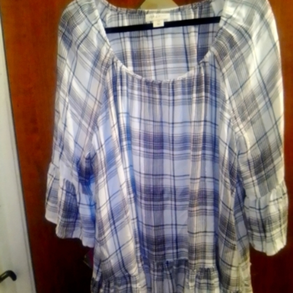 🌟 Plaid print blouse size 1X (free with purchase)